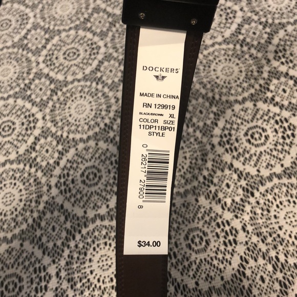 Mens Dockers Leather Dress Belt Reversible Black Tan/Brown XL 42-44 NWT #3 - Picture 5 of 7